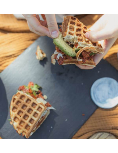 Gofrera doble para gofre Bruselas Redondo. Apertura 180º A/A  WECACB