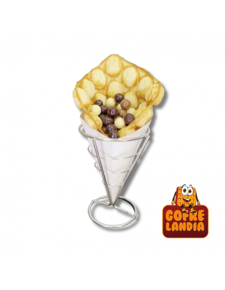 Soporte Bubble Waffle: presentación única para waffles con burbujas y toppings