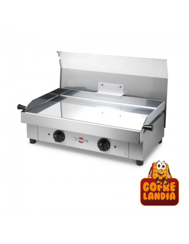 Tapa de protección para plancha profesional en acero inoxidable, práctica y segura.