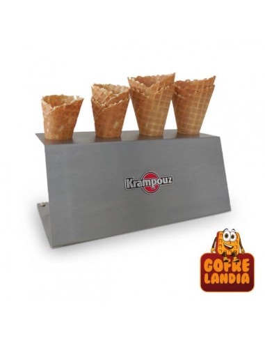 Soporte de acero inoxidable para cucuruchos de helado: presentación y estabilidad