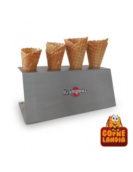Soporte de acero inoxidable para cucuruchos de helado: presentación y estabilidad