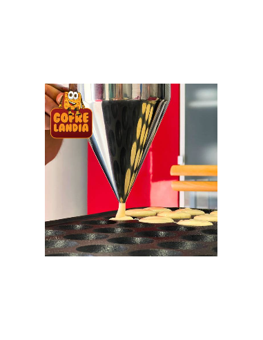 Dispensador manual para distribuir masa líquida en gofrera