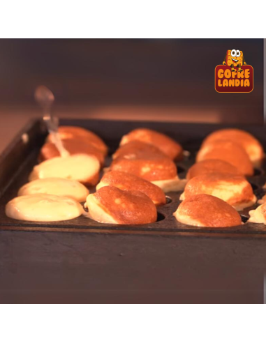 Aparato para poffertjes Krampouz: cocina 50 minipancakes, compacto y fácil.