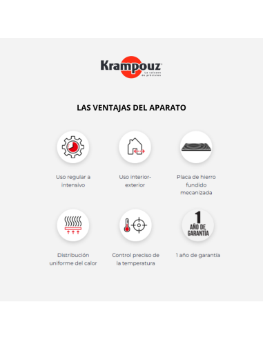 Crepera eléctrica profesional gama Confort Krampouz. Versión trifásica: uso intensivo, calentamiento homogéneo