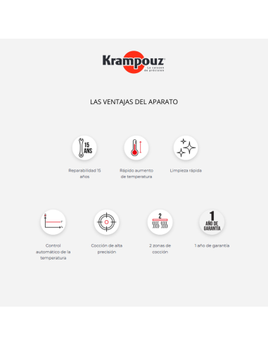 Plancha de gas Krampouz, 4500 W, acero inoxidable, control termostático.
