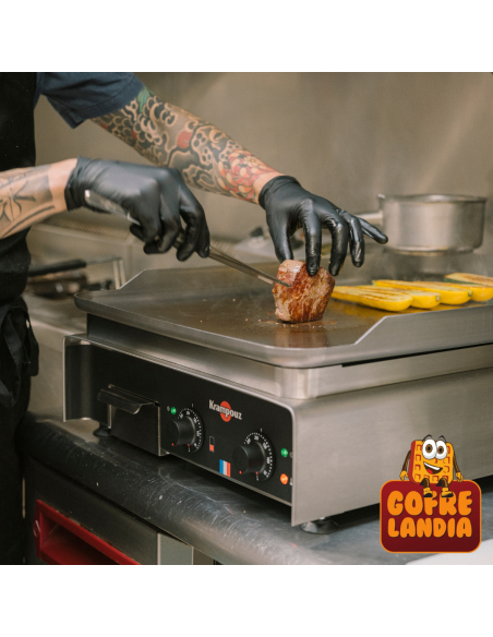 NUEVA Plancha eléctrica profesional , gama Confort de acero inoxidable, trifásica 16A - 5400 W, dos zonas de cocción.