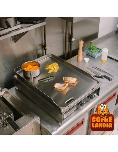 NUEVA Plancha eléctrica profesional , gama Confort de acero inoxidable, trifásica 16A - 5400 W, dos zonas de cocción.