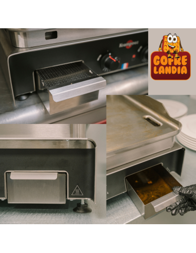 NUEVA Plancha eléctrica profesional , gama Confort de acero inoxidable, trifásica 20A - 5400 W, dos zonas de cocción.