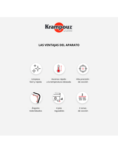 NUEVA Plancha eléctrica profesional, gama Confort con formato en profundidad PCPR2AA de acero inoxidable, 5400 W, dos zonas de c