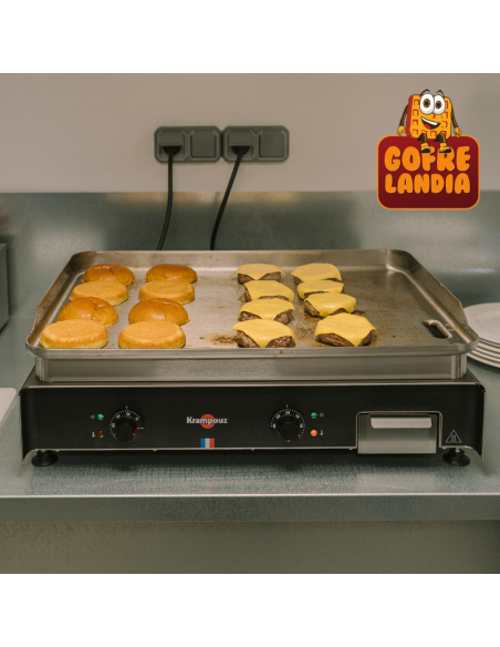NUEVA Plancha eléctrica profesional , gama Confort de acero inoxidable, 5400 W, dos zonas de cocción.
