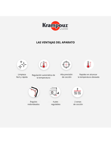 NUEVA Plancha eléctrica profesional , gama Confort de acero inoxidable, 5400 W, dos zonas de cocción.